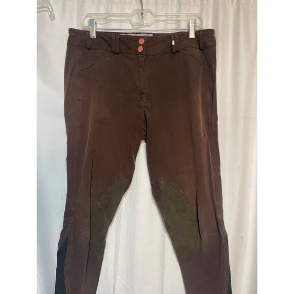 Ladies Brown Riding Breeches With Suede Knee Patches & Pink Logo Detail - Size 3 - Picture 2 of 11